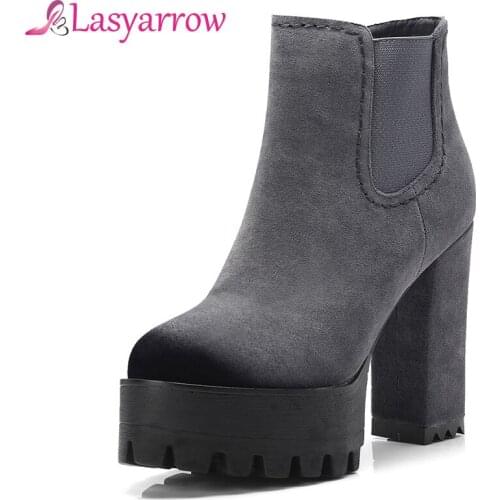 LasyarrowZipper Botas Feminina Sexy High Heels Ankle Boots For Women Leisure Retro Shoes Woman Heels Platform Zapatos Mujer F414