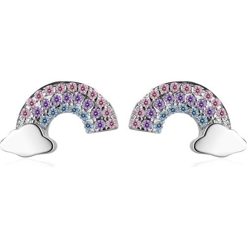 Rainbow Cloud Nails Womens New Tidal Small Earlobes With Diamond Earrings Earings Fashion Jewelry 2021 Cute/Romantic