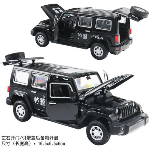 1:32 Die Cast Models Cars scale models of automobiles Alloy Vehicle gld3 Coche Toys for Children Jeep wrangler SUV Cop Car