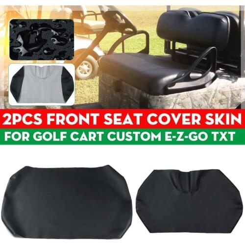 2Pcs PU Leather Golf Cart Car Front Seat Cover Skin Set Black Waterproof Anti Dust For Golf Cart Custom E-Z-Go TXT Club Car DS