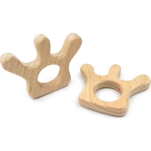 20pcs crown germany beech teether wood pendant for baby mother accessory smooth SGS SAFE princess EA328