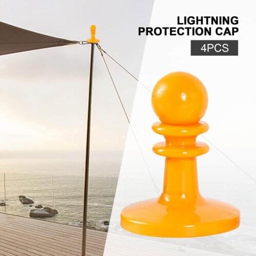 4PCS Outdoor TPR Guard Camping Canopy Lightning Protection Cap Poles Awning Rod Support Bar Anti-Thunder Protection Cover Hat