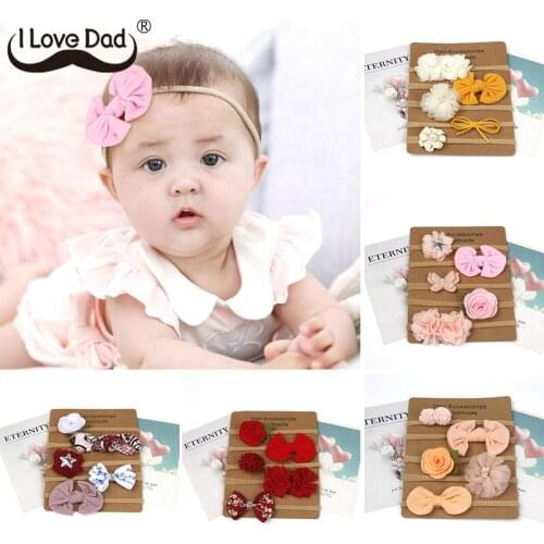 5Pcs/Set Baby Girl Headband Flower Bows Elastic Nylon Hair Bands Kids Newborn Headbands For Girls Baby Hair Accessories Headwear
