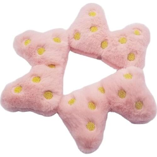 5PCS/Lot Plush Cartoon Bowknot Applique Crafts For Children Socks Gloves And Hair Clip Accessories