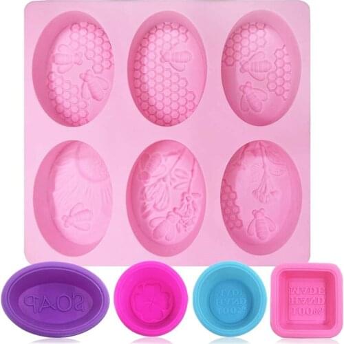 5pcs Six Cavity Bees Silicone Soap Mold DIY Handmade Cupcake Muffin Candle Mould Honeycomb Cake Wedding Party Decorating