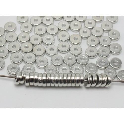 200 Silver Colour Tone Metallic Acrylic Disc Heishi Beads 8mm Spacer Jewelry Making