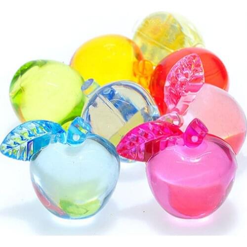 2PCS Acrylic Beads DIY Jewelry Making Accessories Mix Color Cartoon Apple Beads Lmitation Crystal Transparent Color Bead Pendant