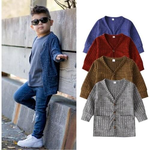 Cute Kid Baby Boy Girl Clothes 2020 Autumn Spring Long Sleeve Knit Sweater V-neck Cardigan Coat Tops Unisex Outwear Jacket 6M-3Y
