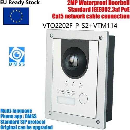 DH logo VTO2202F-P PoE(802.3af) and 2-Wire IP Metal Villa doorbell ,Door Phone,doorbell,IP Video Intercom, call to phone app
