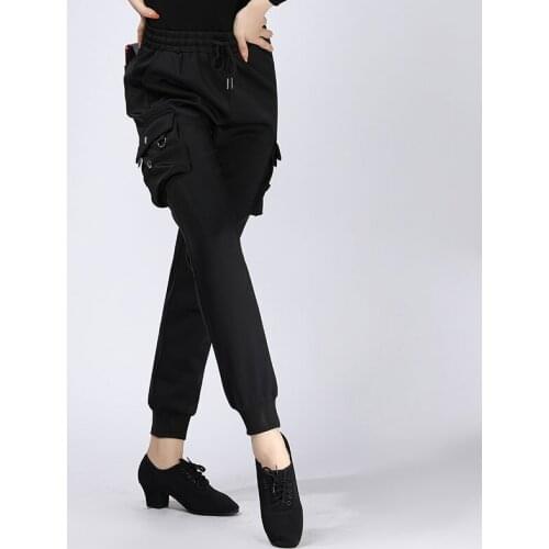 Doubl Latin dance Pants Female Pants Slim Pocket Autumn And Winter Plus Thick warm Black Chacha Rumba Samba Modern Dance pants