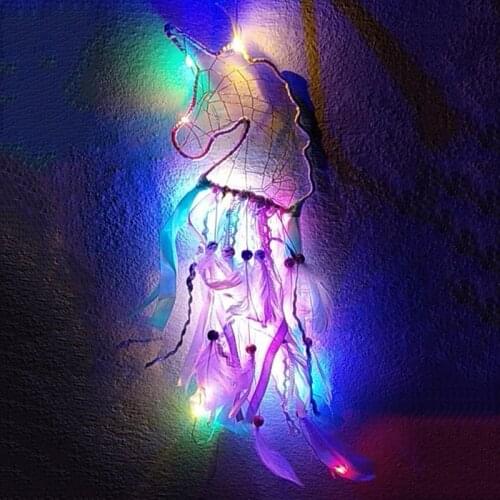 Unicorn Party Supplies Unicorn Dreamcatcher Props Wall Hanging LED Light For Home Decor LED Light Kids Birthday Baby Shower