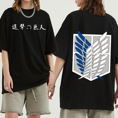 Japanese Anime Attack on Titan T Shirt Men Funny Cartoon T-shirt Cool Casual Tshirt Harajuku Graphic Hip Hop Top Tees Male 90s