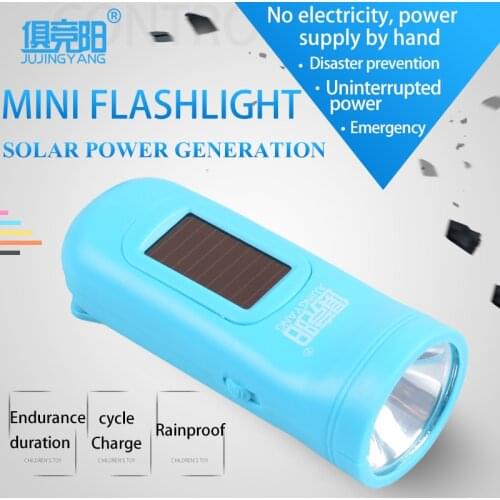 JUJINGYANG Hand crank charging led flashlight usb rechargeable mini flashlight outdoor camping solar 3W LED flashlight Cu