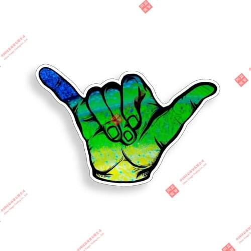 Personality Mahi Shaka Hang Loose Sticker Fish Wave Surf Car Decal Vehicle Boat Graphic Car Window Body Decorative Stickers