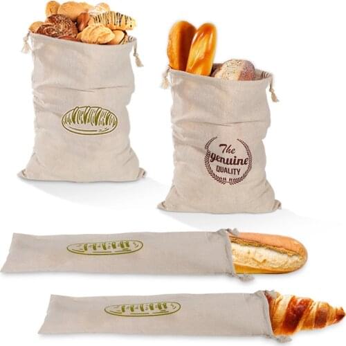 Reusable Linen Bread Baguette Bag Artisan Bread Storage Bag Reusable Produce Drawstring Bags Homemade Bread Fresh Keeping Bag