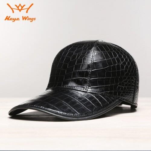 Heye Wings Fashion Mens Peaked Cap Genuine Crocodile Belly Skin High Quality Luxury Leather Hat Unisex