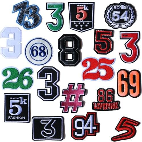 Cartoon Decorative Patch Rectangle Numbers icon Embroidered Applique Patches For DIY Iron on Badges on clothes Stickers
