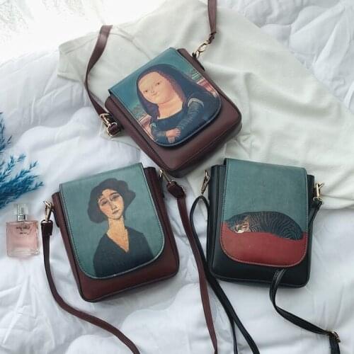 New Korean retro all-match metal buckle Crossbody Bags Women mini PU cartoon one shoulder Сумка-мессенджер 2021