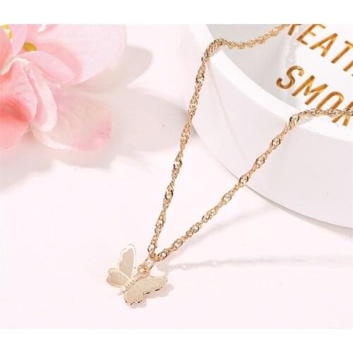 GinaDeer Butterfly Necklace Women Clavicle Chain Aesthetic Butterfly Necklace Gold Chain Harajuku Womens Jewelry Collares Kpop