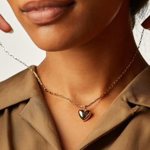 Tarnish Free Stainless Steel Heart Shape Pendant Necklace For Women Summer Stackable Chokers Jewelry Gifts