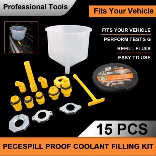 Fit Universal Vehicles Spill Proof Coolant Filling Kit Pour Oil Tool Car Accessories Plastic Filling Funnel Spout 15Pcs/Set
