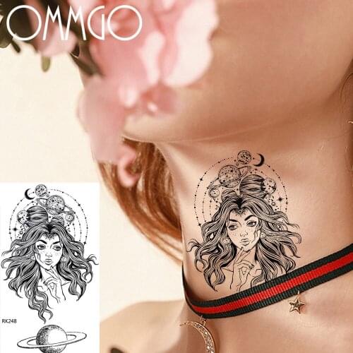 Teenager Girl Women Plannets Temporary Tattoos For Men Women DIY Body Art Arm Neck Leg Tatoos Waterproof Fake Tattoo Paper Paste
