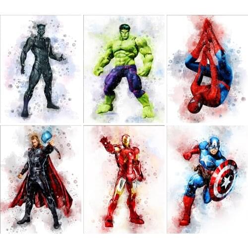 Full Square 5D DIY Diamond Painting Marvel Avengers Round Cartoon Handmade Mosaic Set Embroidery Cross Stitch Home Decor Gift
