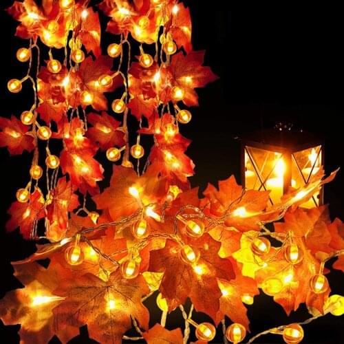 10/20/30/40LEDs Halloween Christmas Lights String Drop Ship Fairy led Lights Maple Leaves Light Pumpkin Maple Leaves LED String