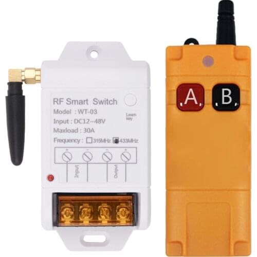3000W RF Wireless DC 12V 24V 36V Remote Control Switch 1CH 30A Receiver Industrial Transmitter Forwater pump Lighting Universal