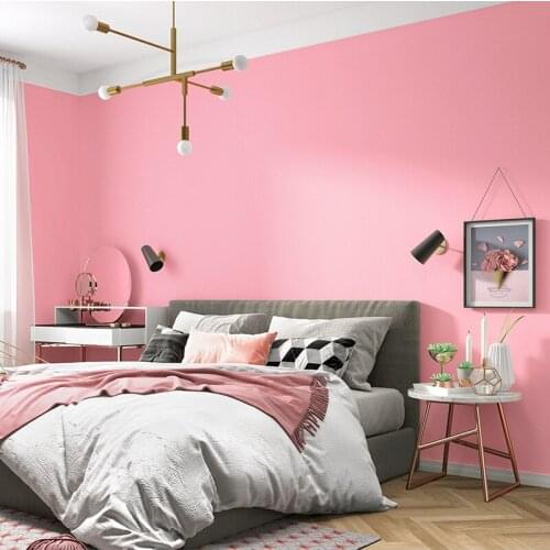 Ins pink wallpaper girl bedroom lovely princess pink dirty pink solid color living room childrens room wallpaper