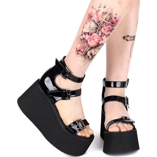 Summer New Womens Super High Heel Platform Sandals Gothic Casual Muffin Thick Bottom Shoes Female Punk Lolita Sandals