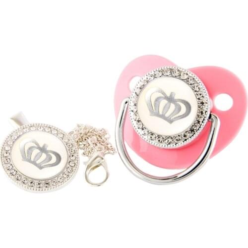 Bling Baby Pacifier Silver Crown Newborn Silicone Orthodontic Pacifier Nipple Sleep Soother 0-18 Months