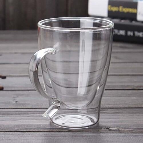 300ml Breakfast milk tumbler cup Double walls layer bottom Glasses Creative coffee mugs Tea Cups Champagne whiskey glass