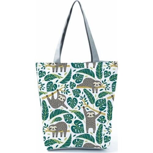 Sloth Printed Lovely Womens Handbags Casual Travel Beach Bags for Women Portable Large Capacity Female Shopping Shoulder Bag