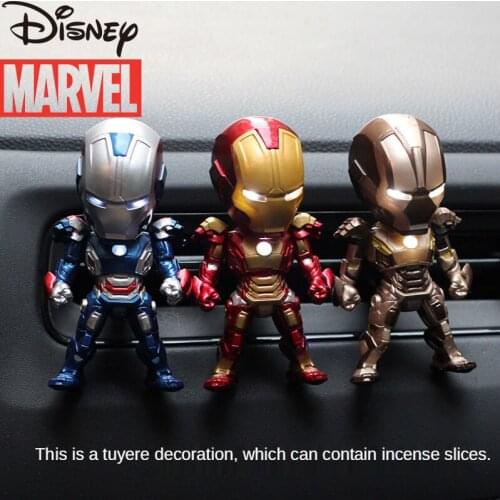 Disney Marvel Iron Man Aromatherapy Ornaments Hand-made Luminous Decoration Car Diffuser Thor Aromatherapy Clip Doll In-car