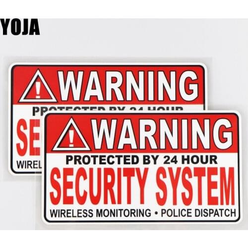 YOJA 16.2X9CM WARNING PROTECTED BY 24 HOUR Vinyl Decal Personality Creative Car Sticker 19A-0167