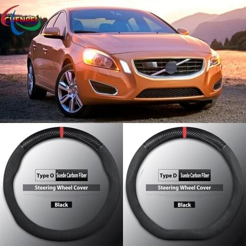 Four Seasons Universal Non-Slip Carbon Fiber Suede Steering Wheel Cover For Volvo S60L Car Interior Accessories