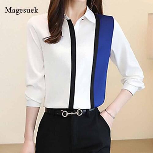 White Long Sleeve Blouse 2020 Solid Turn-down Collar Women Autumn New Shirt All-match Fashion Cardigan Tops Blusas Mujer 11096