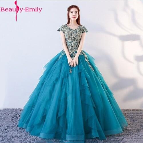 Beauty Emily Luxurious Appliques Beading A Line Wedding Dress 2020 Sexy Lace Up Back Short Sleeve Bridal Gown Vestido de Noiva