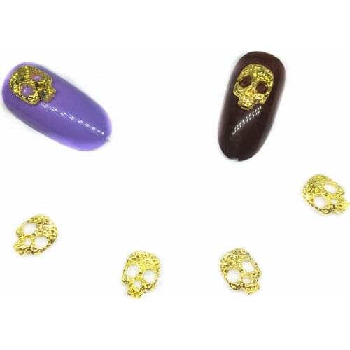 10Pcs Retro Skull Nail Art Decorations Metal 3d Nail Charms Decos Rocking NailArt Supplies Steam Punk Design Halloween