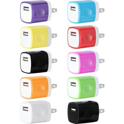 100pcs/lot 1A US Plug AC USB Finger print Power Adapter Square Type Home Wall Charger single USB Charger for iPhone 7 5 6
