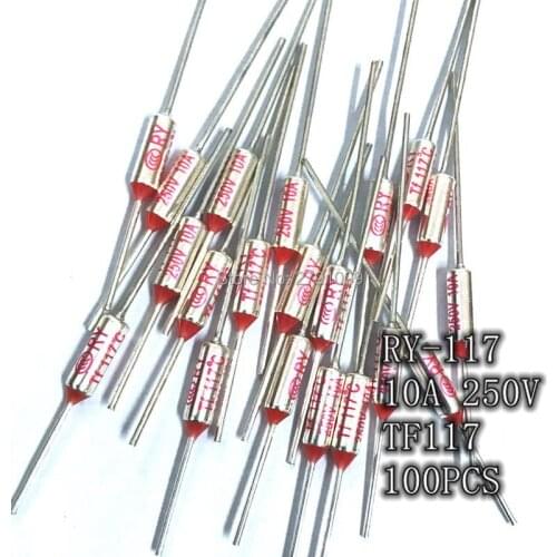 100pcs RY FUSE RY-117 Temperature Fuse RY Tf Heat Protector 117Degrees 10A250V TF 117 C Temperature Switch 117C Insurance Pipe