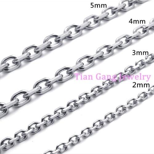 16"-40" 2/3/4/5mm Hot Selling Silver Color 316L Stainless Steel Women Mens Cross Link Chain Necklace Jewelry Gift
