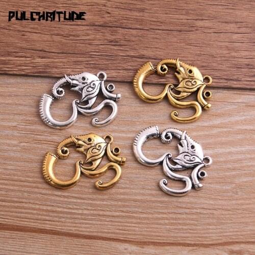 4PCS 24*34mm Metal Alloy Two Color 3D Charms Animal Pendants for Jewelry Making DIY Handmade Craft