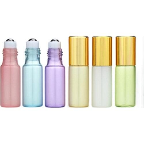 5ml 3ml Perfume Roll On Bottle Pearlescent Color Pink White Glass Bottle Empty Sample Vial Lip Oil Vial Essential Oil Bottle