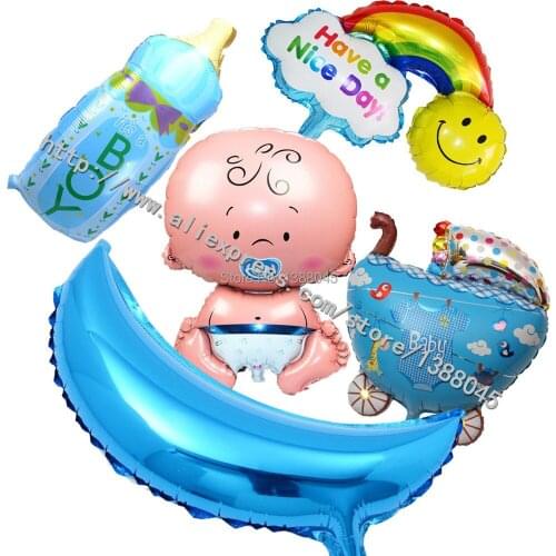5 pcs/lot Baby Shower Foil Balloons Baby Boy 1 Year Birthday Party Decorations Baby Shower Balloons Classic Inflatable Toys