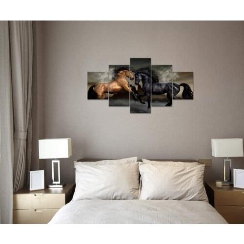 No Framed Yatsen Bridge Horses 5 Pcs Canvas Picture Print Wall Art Canvas Painting Wall Decor for Living Room