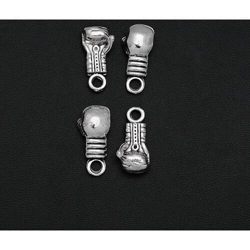 8pcs/Lot 10x21mm Antique Silver Plated Boxing Gloves Charms Alloy Metal Pendant For Handmade Diy Tibetan Jewelry Making Findings