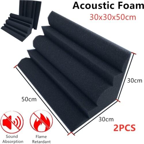 2pcs 30x30x50cm Acoustic Soundproof Foam High Density Flame Retardant Bass Trap Sound Absorption Studio Corner Foam Sponge