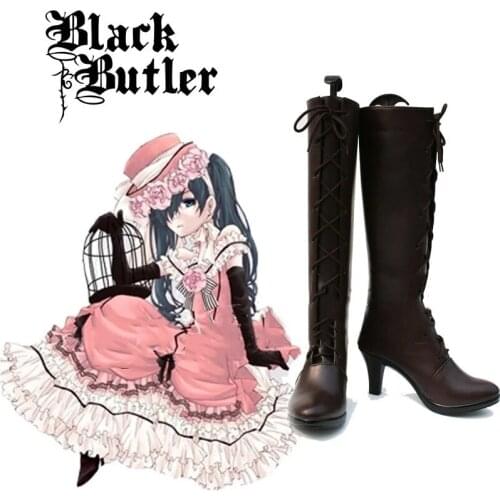 Anime Black Butler Kuroshitsuji Ciel Phantomhive Cosplay Boots Maid Cut Dress Uniform Outfit Kuroshitsuji Ciel Cosplay Shoes Gir